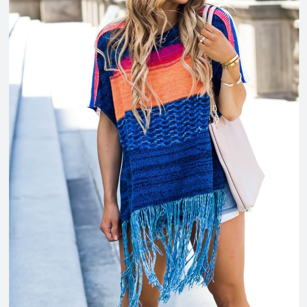 Free People Sunset Fringe Poncho - Like New - Picture 12 of 12